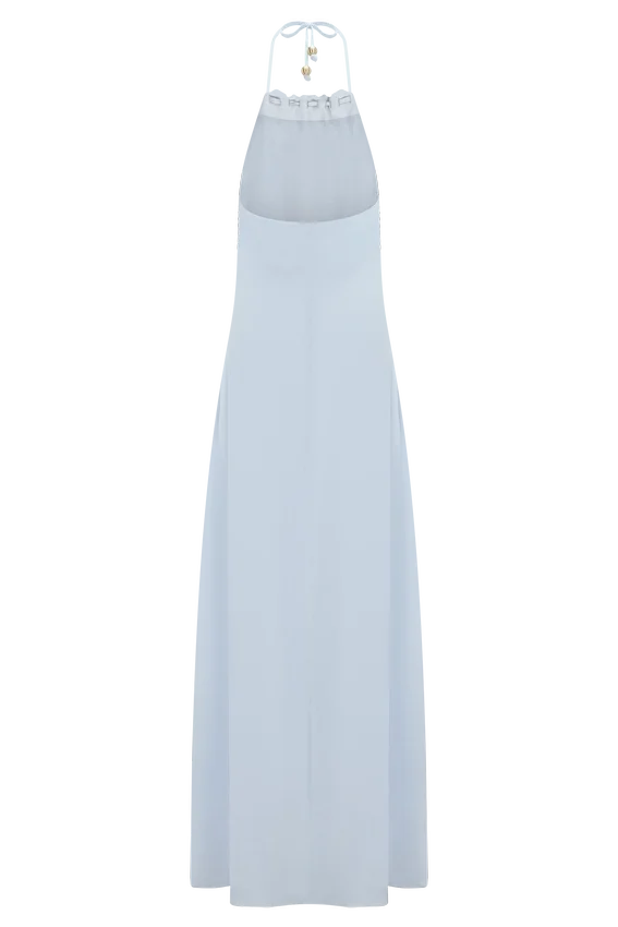 Abeda Cotton Maxi Dress With Hardware – Pale Blue Abeda Cotton Maxi Dress With Hardware – Pale Blue