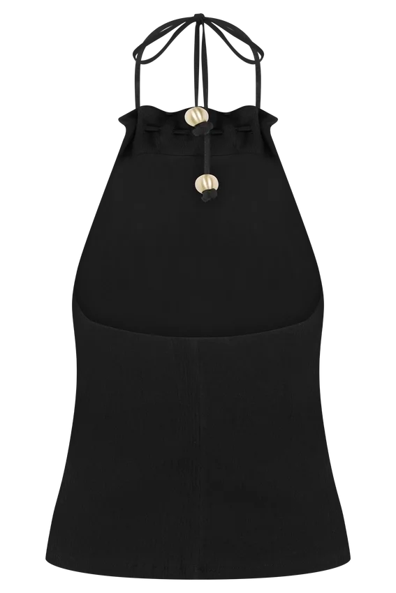 Abeda Cotton Top With Hardware – Black Abeda Cotton Top With Hardware – Black