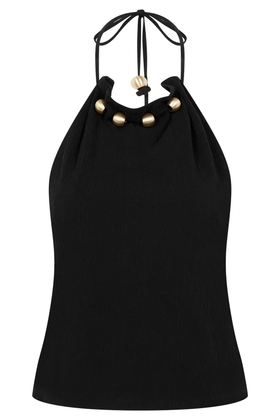 Abeda Cotton Top With Hardware – Black Abeda Cotton Top With Hardware – Black
