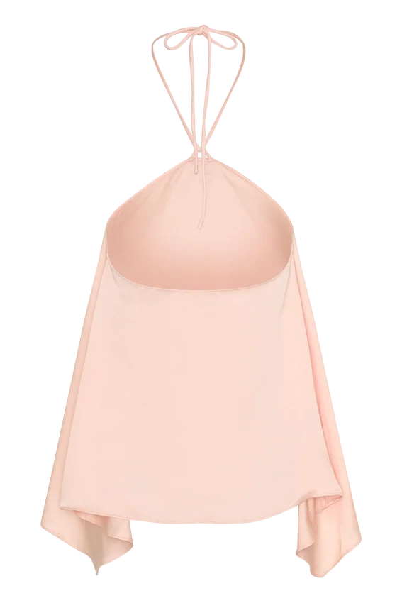 Adelaide Draped Satin Halter Top – Peach Adelaide Draped Satin Halter Top – Peach