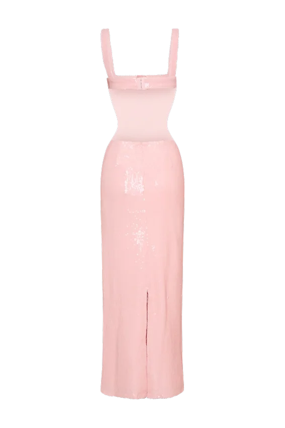 Adoria Sequin Cut Out Maxi Dress – Pale Pink Adoria Sequin Cut Out Maxi Dress – Pale Pink
