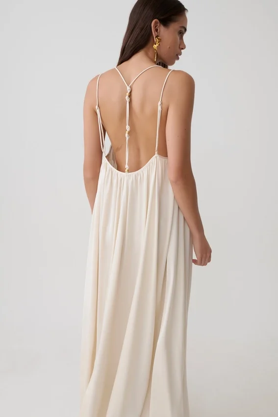 Adriana Satin Gathered Maxi Dress – Buttercream Adriana Satin Gathered Maxi Dress – Buttercream