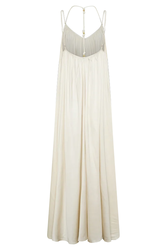 Adriana Satin Gathered Maxi Dress – Buttercream Adriana Satin Gathered Maxi Dress – Buttercream