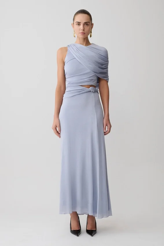 Adrienne One Shoulder Lurex Top – Pastel Blue Adrienne One Shoulder Lurex Top – Pastel Blue