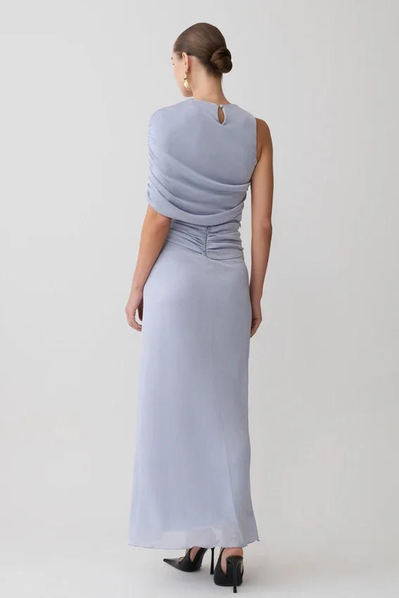 Adrienne One Shoulder Lurex Top – Pastel Blue Adrienne One Shoulder Lurex Top – Pastel Blue