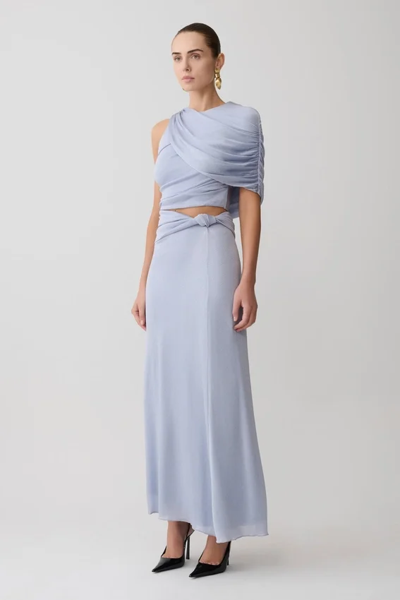 Adrienne One Shoulder Lurex Top – Pastel Blue Adrienne One Shoulder Lurex Top – Pastel Blue