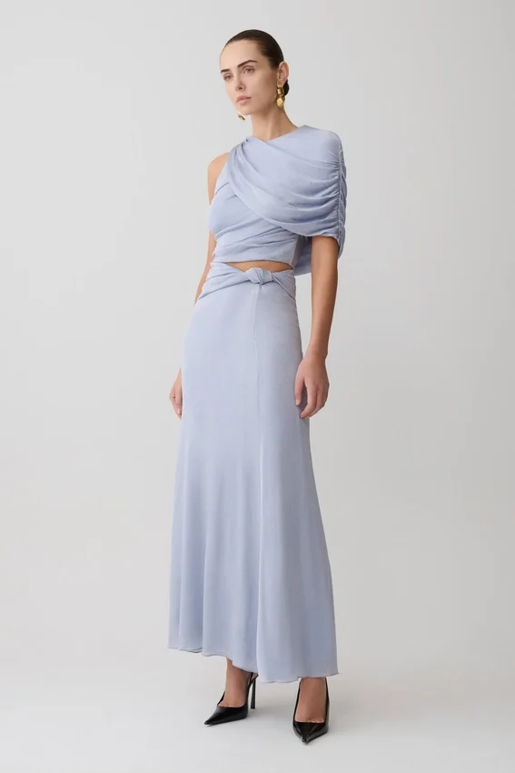 Adrienne One Shoulder Lurex Top – Pastel Blue Adrienne One Shoulder Lurex Top – Pastel Blue