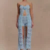 Aeline Strapless Crochet Knit Top – Sky Blue
