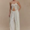 Aeline Strapless Crochet Knit Top – Ivory