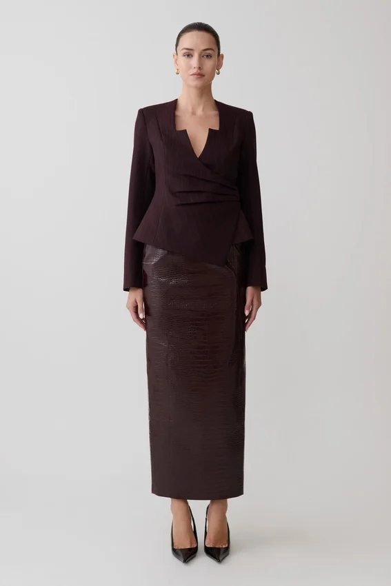 Agatha Square Neck Blazer – Plum Pinstripe Agatha Square Neck Blazer – Plum Pinstripe