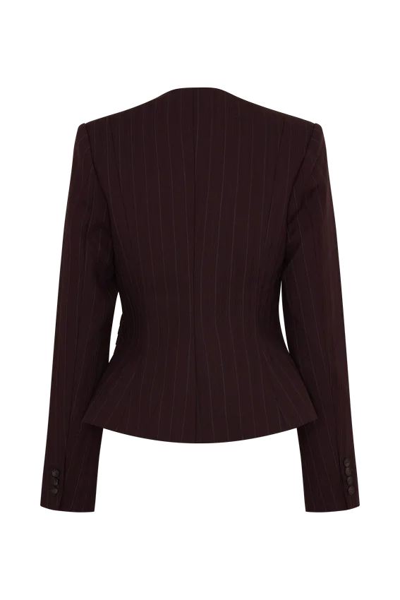 Agatha Square Neck Blazer – Plum Pinstripe Agatha Square Neck Blazer – Plum Pinstripe