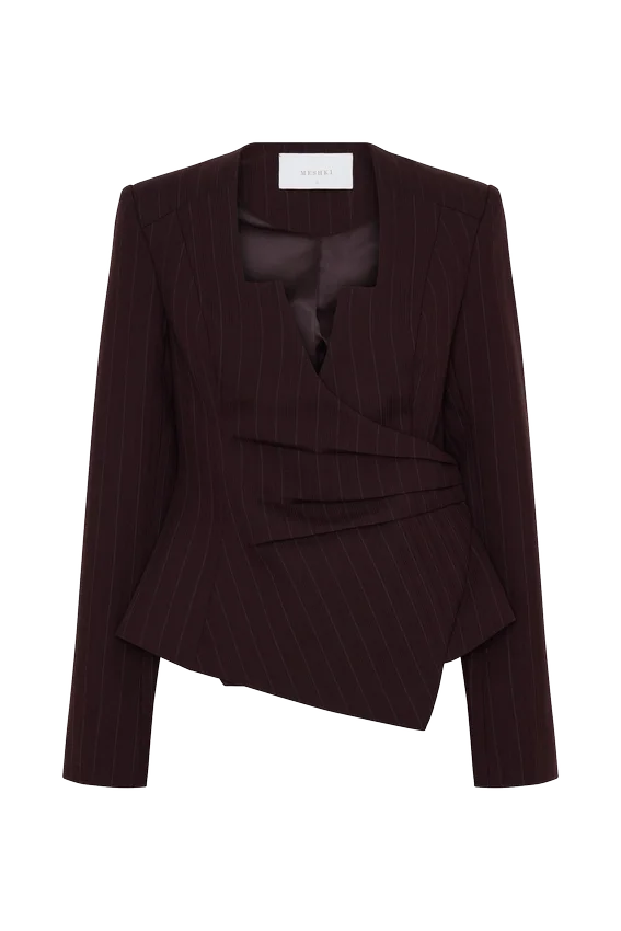 Agatha Square Neck Blazer – Plum Pinstripe Agatha Square Neck Blazer – Plum Pinstripe