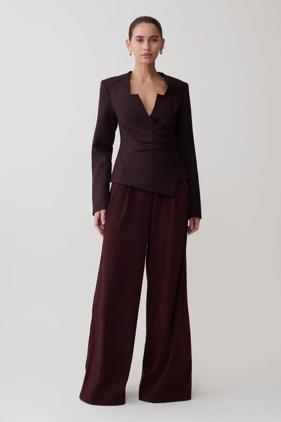 Agatha Square Neck Blazer – Plum Pinstripe Agatha Square Neck Blazer – Plum Pinstripe