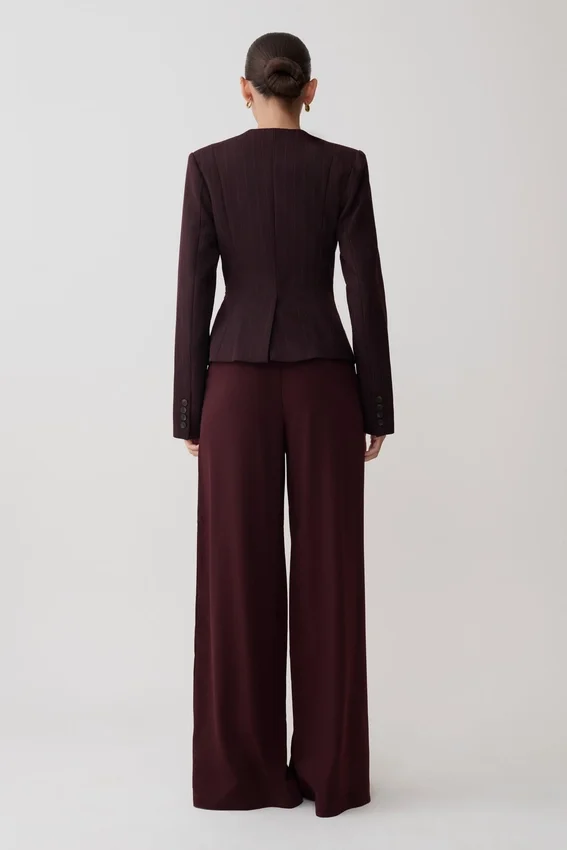 Agatha Square Neck Blazer – Plum Pinstripe Agatha Square Neck Blazer – Plum Pinstripe