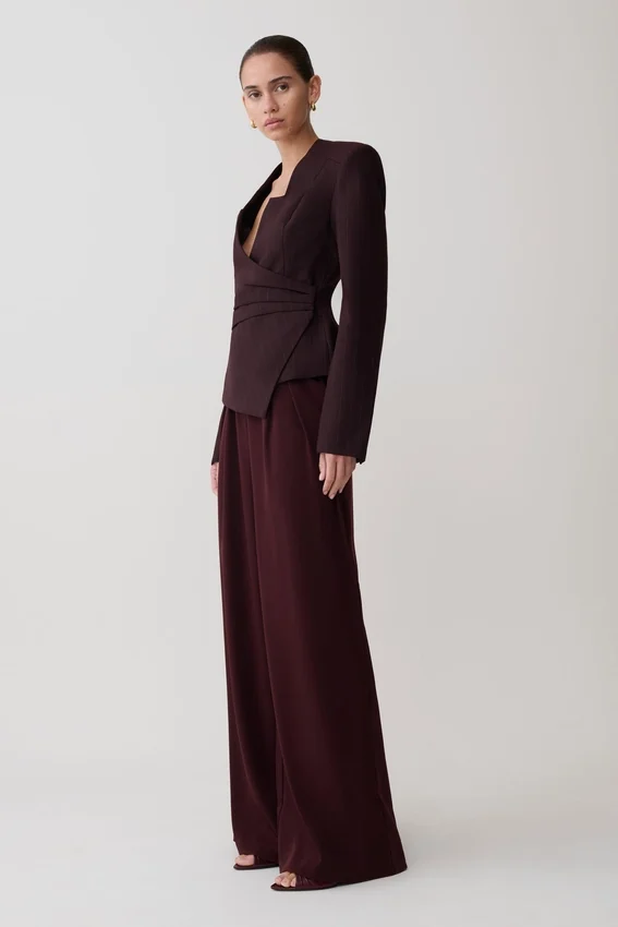 Agatha Square Neck Blazer – Plum Pinstripe Agatha Square Neck Blazer – Plum Pinstripe