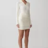 Agness Long Sleeve Button Up Knit Dress – Ivory