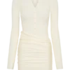 Agness Long Sleeve Button Up Knit Dress – Ivory