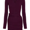 Agness Long Sleeve Button Up Knit Dress – Plum