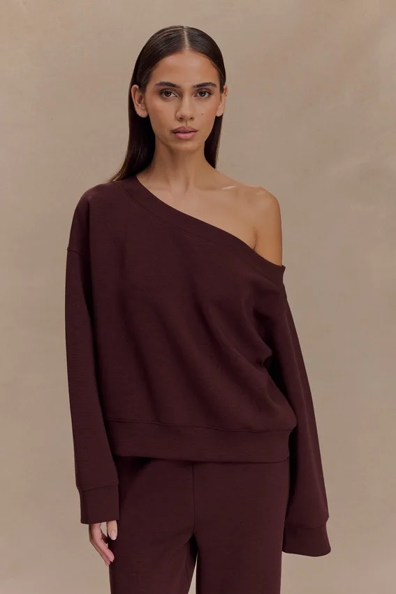 Aiden Slouchy Crew Jumper – Chocolate Aiden Slouchy Crew Jumper – Chocolate