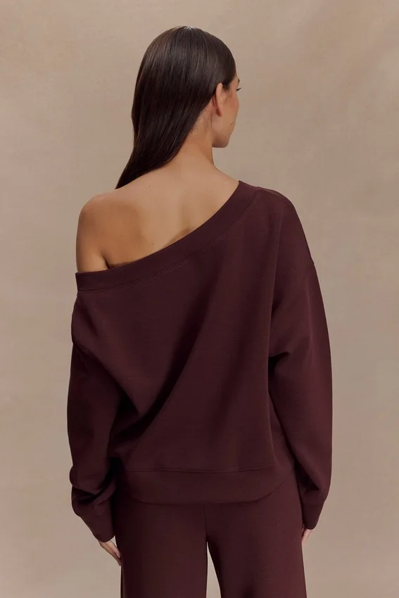 Aiden Slouchy Crew Jumper – Chocolate Aiden Slouchy Crew Jumper – Chocolate