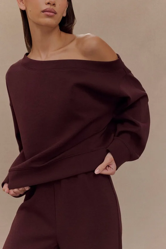 Aiden Slouchy Crew Jumper – Chocolate Aiden Slouchy Crew Jumper – Chocolate
