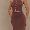 Albion Beaded Slinky Maxi Dress – Chocolate