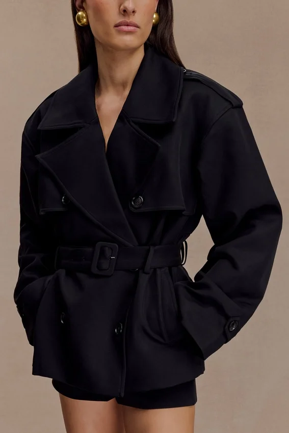 Alden Short Trench Jacket – Black Alden Short Trench Jacket – Black