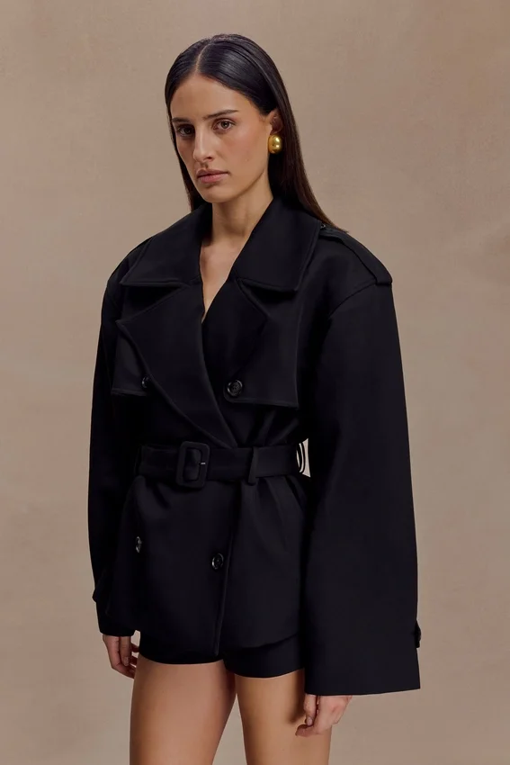 Alden Short Trench Jacket – Black Alden Short Trench Jacket – Black