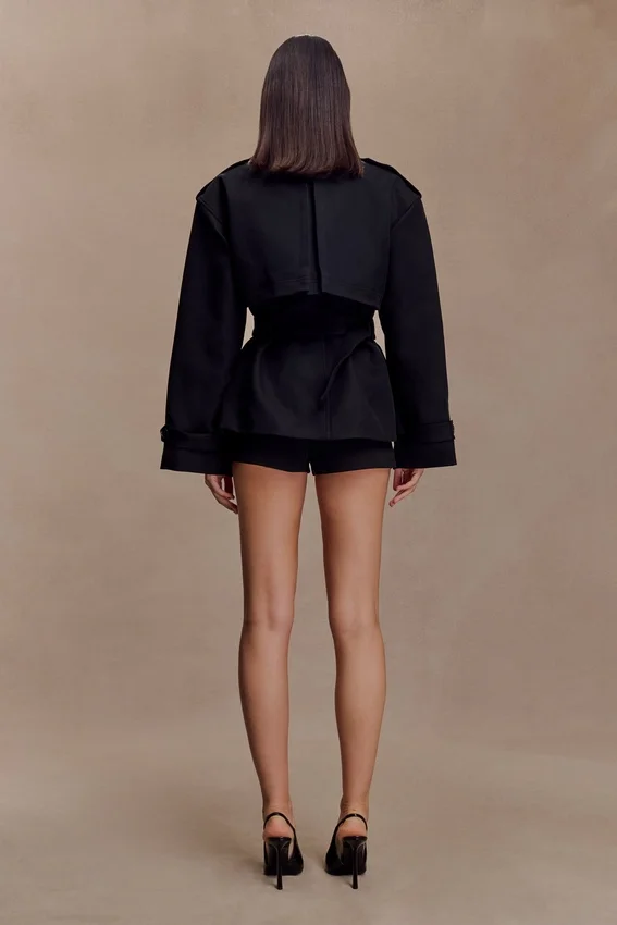 Alden Short Trench Jacket – Black Alden Short Trench Jacket – Black