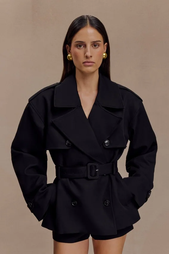 Alden Short Trench Jacket – Black Alden Short Trench Jacket – Black