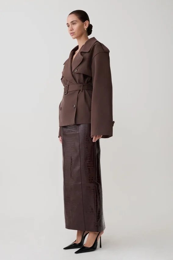 Alden Short Trench Jacket – Chocolate Alden Short Trench Jacket – Chocolate