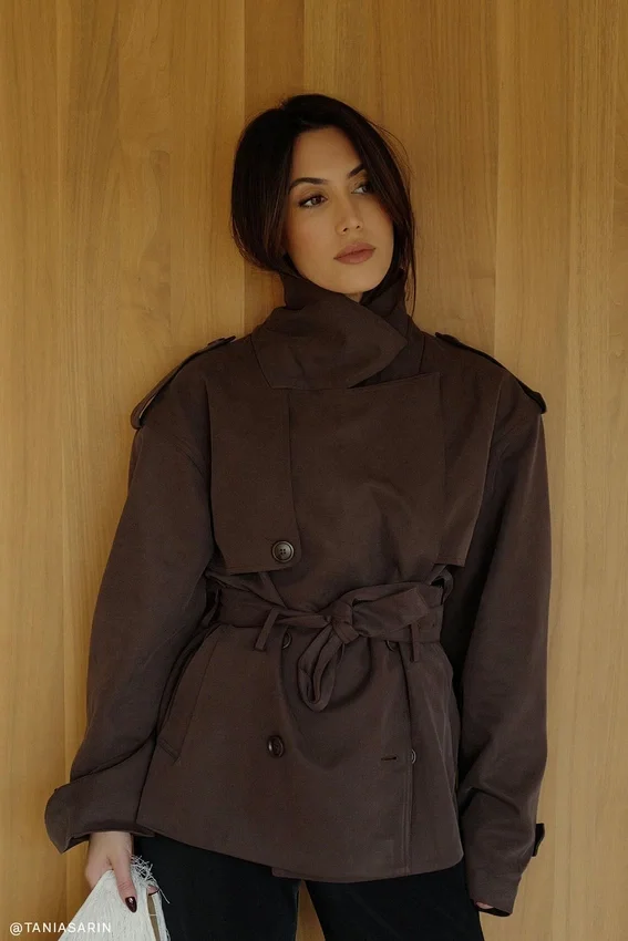Alden Short Trench Jacket – Chocolate Alden Short Trench Jacket – Chocolate