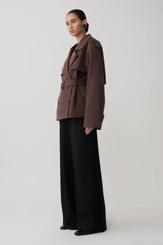 Alden Short Trench Jacket – Chocolate Alden Short Trench Jacket – Chocolate
