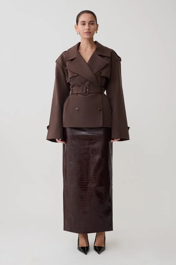 Alden Short Trench Jacket – Chocolate Alden Short Trench Jacket – Chocolate