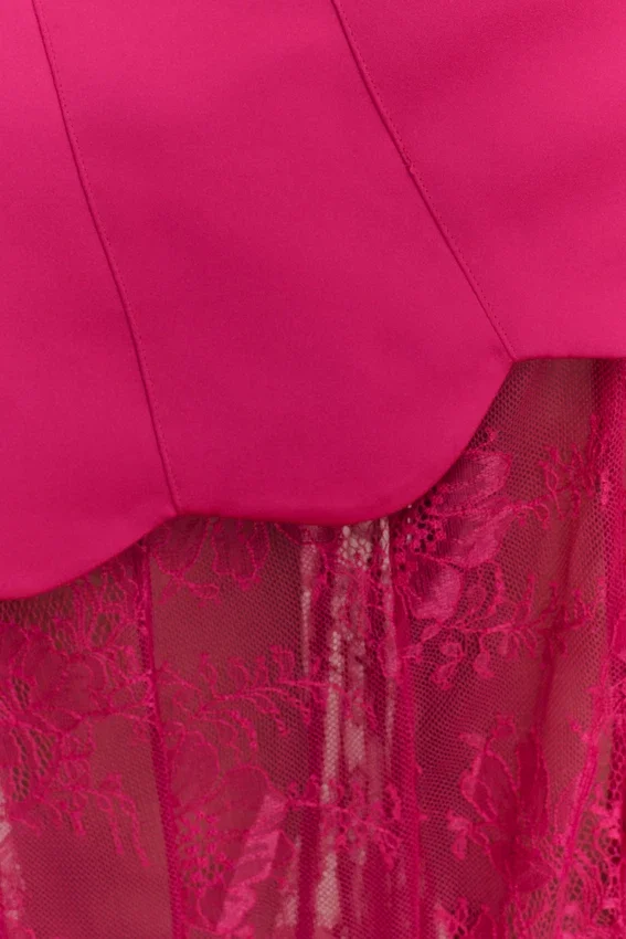 Aleena Satin And Lace Maxi Dress – Dragonfruit Aleena Satin And Lace Maxi Dress – Dragonfruit