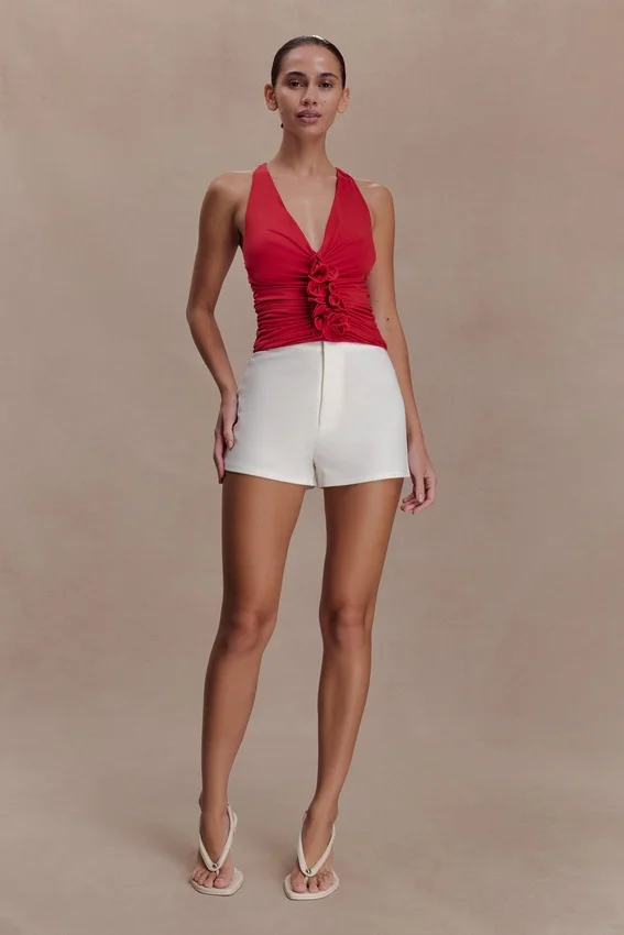 Alessandra Slinky Ruffle Top – Ruby Alessandra Slinky Ruffle Top – Ruby