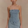 Alessia Embroidered Denim Mini Skirt – Light Vintage
