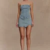 Alessia Embroidered Denim Mini Skirt – Light Vintage