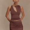 Alicent Slinky Beaded Top – Chocolate Alicent Slinky Beaded Top – Chocolate