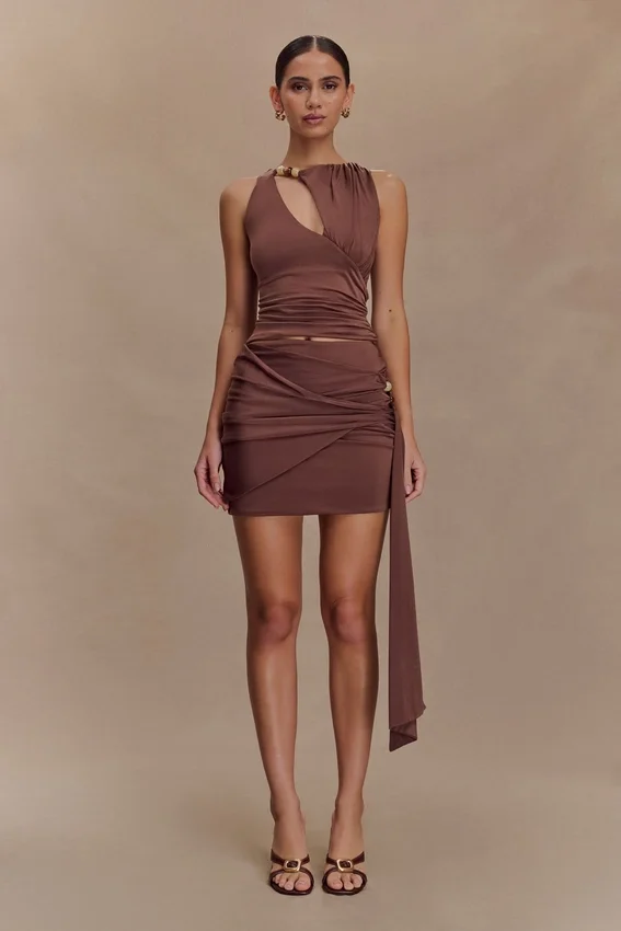 Alicent Slinky Beaded Top – Chocolate Alicent Slinky Beaded Top – Chocolate