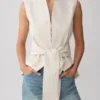 Alina Waist Tie Sleeveless Top – Stripe