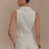 Alix Mixed Button Vest – Ivory