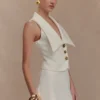 Alix Mixed Button Vest – Ivory