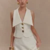 Alix Mixed Button Vest – Ivory