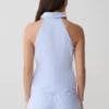 Allison Halter Sleeveless Shirt – Blue Pinstripe