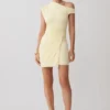Alyn Off Shoulder Draped Mini Dress – Lemon