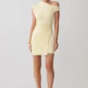 Alyn Off Shoulder Draped Mini Dress – Lemon