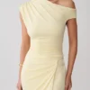 Alyn Off Shoulder Draped Mini Dress – Lemon