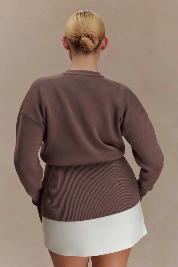 Amanda Statement Button Knit Cardigan – Cacao Brown Amanda Statement Button Knit Cardigan – Cacao Brown