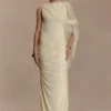 Amandine Ruched Slinky Maxi Dress – Lemon